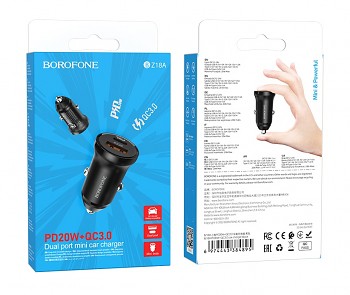 Rychlonabíječka do auta Borofone BZ18A 20W černá 2