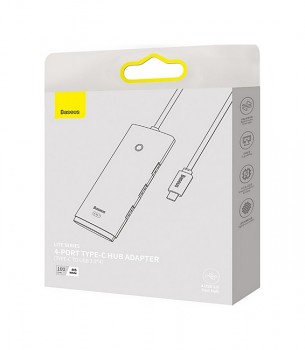 Adaptér Baseus HUB USB-C (Type-C) - 4x USB bílý_1