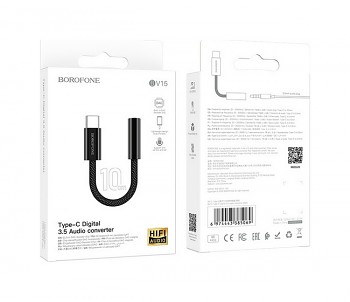 Adaptér Borofone USB-C (Type-C) - 3.5mm konektor černý