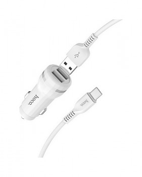 Nabíječka do auta HOCO Z27 vč. datového kabelu USB-C Dual bílá