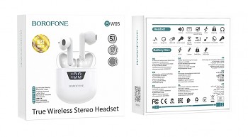 Bezdrátová sluchátka Borofone BW05 TWS bílá6