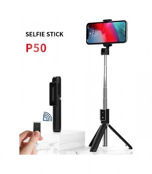 Bluetooth tripod mini selfie tyč P50 bílá