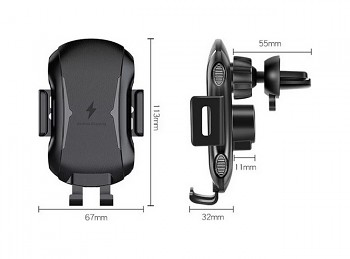 Držák na mobil do auta s funkcí bezdrátového nabíjení značky TECHSUIT (CAPD032) černý3