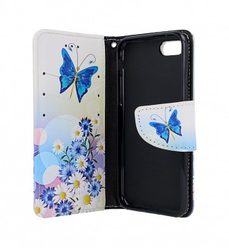 Knížkové pouzdro na iPhone SE 2022 Bílé s motýlkem 2