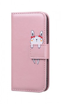 Knížkové pouzdro TopQ na mobil Samsung A12 růžové s králíčkem