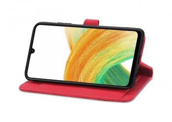 Knížkové pouzdro TopQ na mobil Samsung A13 se zipem červené4