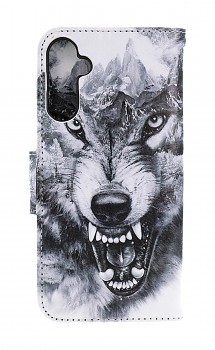 Knížkové pouzdro na Samsung A34 Černobílý vlk