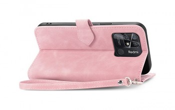 Knížkové pouzdro TopQ na mobil Xiaomi Redmi 10C se zipem růžové6