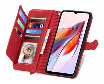 Knížkové pouzdro TopQ na mobil Xiaomi Redmi 12C se zipem červené2