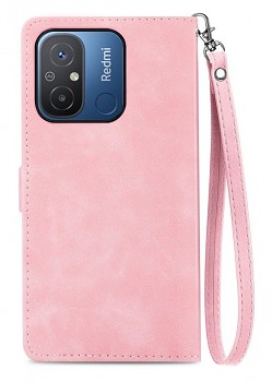 Knížkové pouzdro TopQ na mobil Xiaomi Redmi 12C se zipem růžové