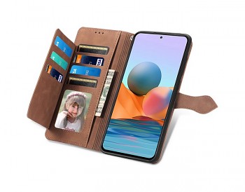 Knížkové pouzdro TopQ na mobil Xiaomi Redmi Note 10 Pro se zipem hnědé2