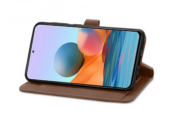 Knížkové pouzdro TopQ na mobil Xiaomi Redmi Note 10 Pro se zipem hnědé4