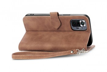 Knížkové pouzdro TopQ na mobil Xiaomi Redmi Note 10 Pro se zipem hnědé5