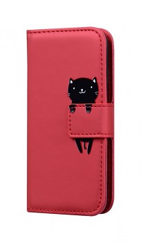 Knížkové pouzdro TopQ na mobil Xiaomi Redmi Note 11 Pro vínové s kočičkou