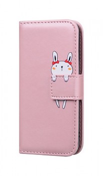 Knížkové pouzdro TopQ na mobil Xiaomi Redmi Note 11 Růžové s králíčkem