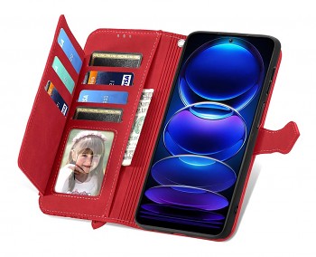 Knížkové pouzdro TopQ na mobil Xiaomi Redmi Note 12 5G se zipem červené1