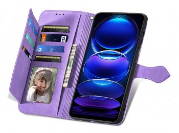 Knížkové pouzdro TopQ na mobil Xiaomi Redmi Note 12 Pro 5G se zipem fialové2