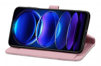 Knížkové pouzdro TopQ na mobil Xiaomi Redmi Note 12 Pro 5G se zipem růžové3