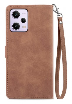 Knížkové pouzdro TopQ na mobil Xiaomi Redmi Note 12 Pro+ 5G se zipem hnědé