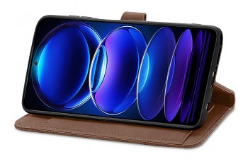 Knížkové pouzdro TopQ na mobil Xiaomi Redmi Note 12 Pro+ 5G se zipem hnědé2