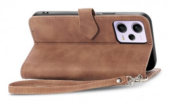 Knížkové pouzdro TopQ na mobil Xiaomi Redmi Note 12 Pro+ 5G se zipem hnědé3