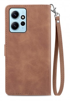 Knížkové pouzdro TopQ na mobil Xiaomi Redmi Note 12 se zipem hnědé