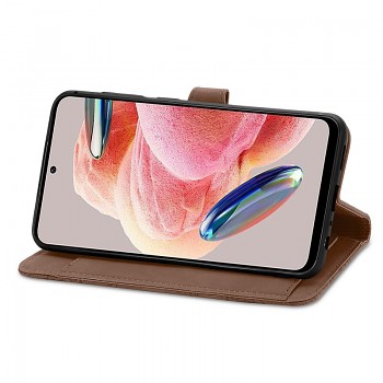 Knížkové pouzdro TopQ na mobil Xiaomi Redmi Note 12 se zipem hnědé3