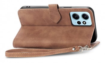 Knížkové pouzdro TopQ na mobil Xiaomi Redmi Note 12 se zipem hnědé4