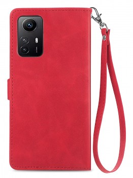 Knížkové pouzdro TopQ na mobil Xiaomi Redmi Note 12S se zipem červené