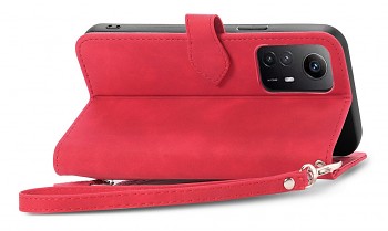 Knížkové pouzdro TopQ na mobil Xiaomi Redmi Note 12S se zipem červené4