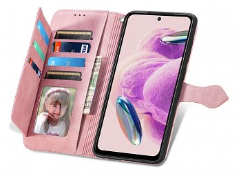 Knížkové pouzdro TopQ na mobil Xiaomi Redmi Note 12S se zipem růžové