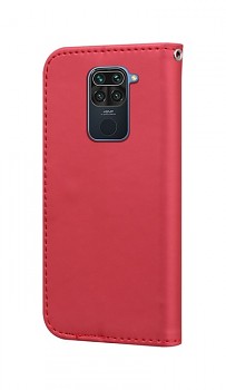 Knížkové pouzdro TopQ na mobil Xiaomi Redmi Note 9 vínové s kočičkou1