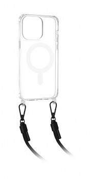 Zadní kryt Techsuit Mag na mobil iPhone 15 Pro s černou šňůrkou průhledný