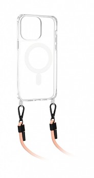 Zadní kryt Techsuit Mag na mobil iPhone 15 Pro s růžovou šňůrkou průhledný