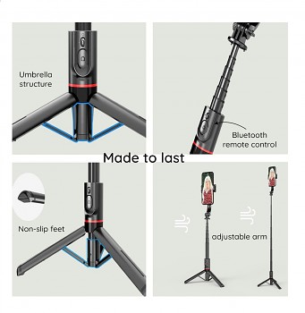 Bluetooth tripod selfie tyč Techsuit L12 černá_1