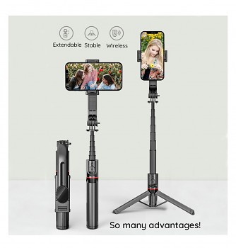Bluetooth tripod selfie tyč Techsuit L12 černá_2