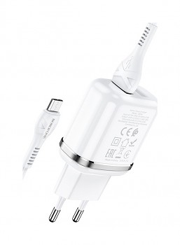Nabíječka Borofone DBN4 Aspiring včetně USB-C datového kabelu 2.4A bílá