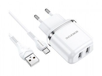 Nabíječka Borofone DBN4 Aspiring včetně USB-C datového kabelu 2.4A bílá 1