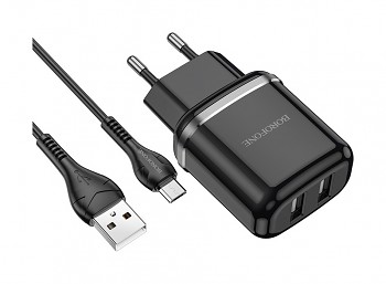 Nabíječka Borofone DBN4 Aspiring včetně USB-C datového kabelu 2.4A černá