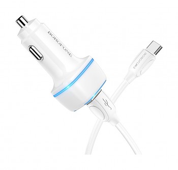 Nabíječka do auta Borofone BZ14 12W včetně USB-C datového kabelu bílá 2