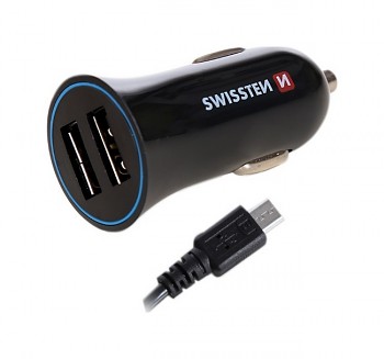 Nabíječka Swissten USB-C (Type C) 2.4A včetně datového kabelu Dual černá