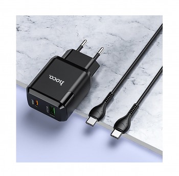 Rychlonabíječka HOCO N5 včetně USB-C datového kabelu černá 20W 6