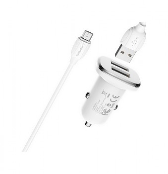 Nabíječka do auta Borofone BZ12 micro USB 2.4A Dual bílá