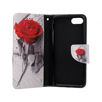Knížkové pouzdro na iPhone SE 2020 Červená růže (1)