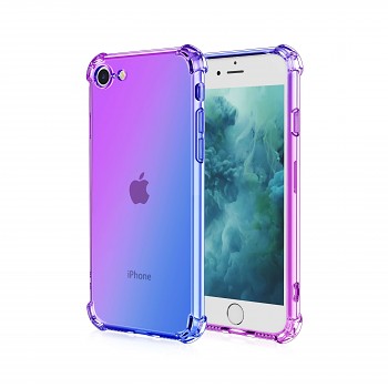 Zadní silikonový kryt na mobil iPhone SE 2020 Shock duhový fialovo-modrý 