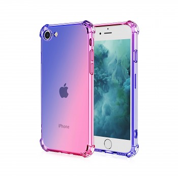 Zadní silikonový kryt na mobil iPhone SE 2020 Shock duhový modro-růžový 
