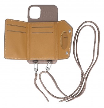 Zadní kryt Wallet Leather na iPhone 11 hnědý se šňůrkou_1