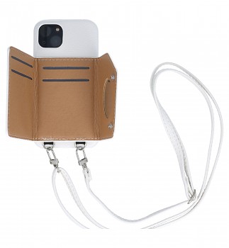 Zadní kryt Wallet Leather na iPhone 13 bílý se šňůrkou_1