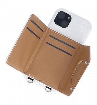 Zadní kryt Wallet Leather na iPhone 13 bílý se šňůrkou_2