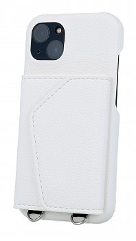 Zadní kryt Wallet Leather na iPhone 13 bílý se šňůrkou
